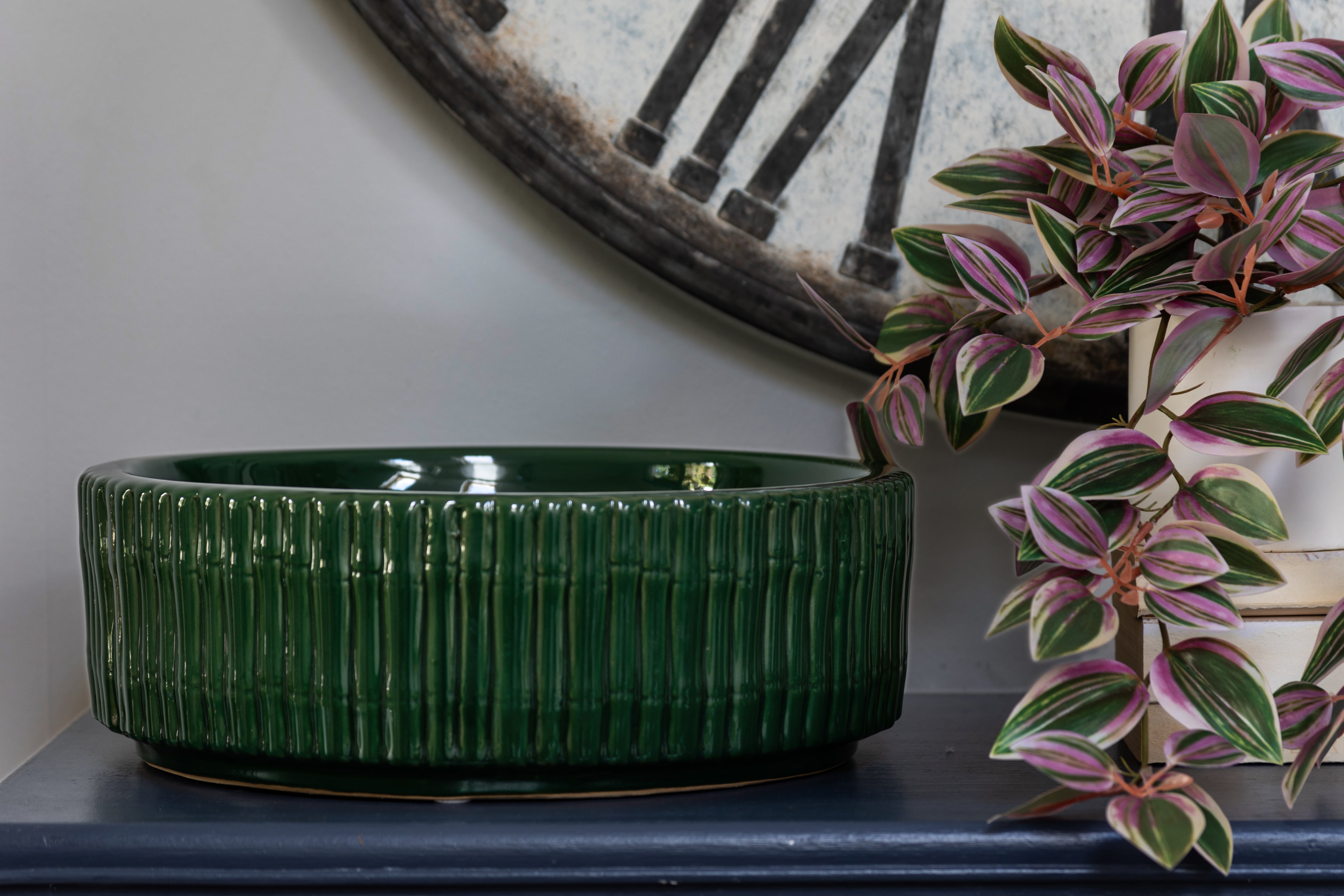 Glazed Green Bamboo Ceramic Bowl